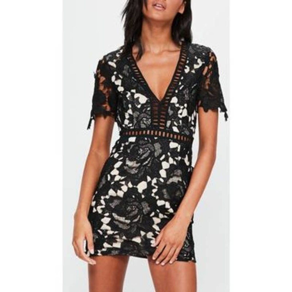 Misguided Lace Ladder Detail Floral Mini Dress Whimsygoth Witchy